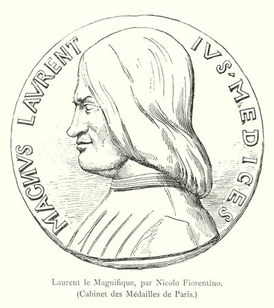 Laurent den storslåtte, av Nicolo Fiorentino, Cabinet des Medailles de Paris (gravering) av Italian School