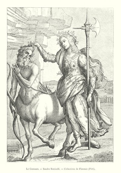 Le Centaure, Sandro Botticelli, Collections de Florence, Pitti (gravering) av Italian School