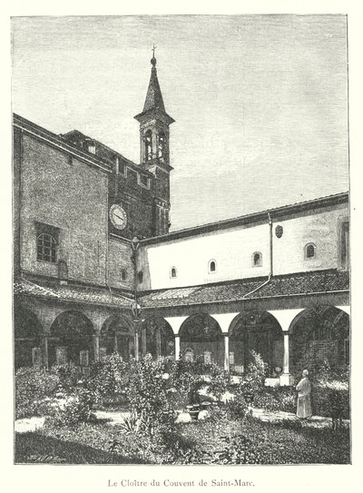 The Cloister of the Convent of Saint Mark (gravering) av Italian School