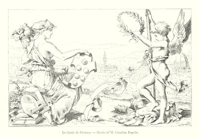 The Genius of Florence, tegning av M Claudius Popelin (gravering) av Italian School
