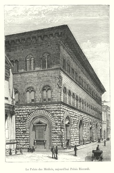 Medici-palasset, nå Riccardi-palasset (gravering) av Italian School