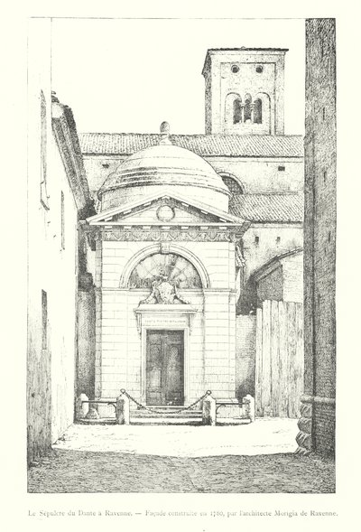 Graven til Dante i Ravenna, fasade bygget i 1780, av arkitekten Morigia av Ravenna (gravering) av Italian School