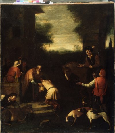 ""The Return of the Prodigal Son"" (Return of the Prodigal Son) Maleri av den italienske skolen. Statens kunstmuseum fra 1600-tallet for den hviterussiske republikken, Minsk, Hviterussland av Italian School
