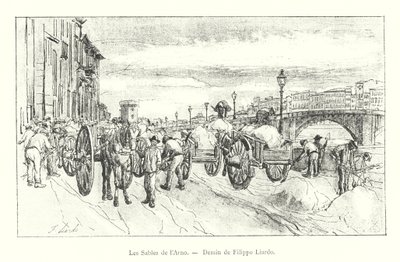 The Sands of the Arno, tegning av Filippo Liardo (gravering) av Italian School