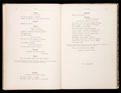 Libretto av Tosca av Giacomo Puccini, Ricordi Edition, Italia av Italian School