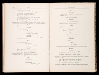 Libretto av Tosca av Giacomo Puccini, Ricordi Edition, Italia av Italian School