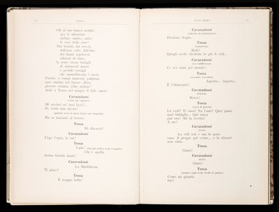 Libretto av Tosca av Giacomo Puccini, Ricordi Edition, Italia av Italian School