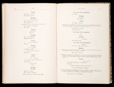Libretto av Tosca av Giacomo Puccini, Edition Ricordi, Italia av Italian School