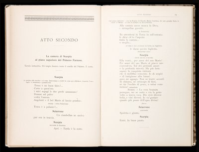 Libretto av Tosca av Giacomo Puccini, Edition Ricordi, Italia av Italian School
