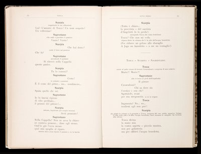 Libretto av Tosca av Giacomo Puccini, Edition Ricordi, Italia av Italian School
