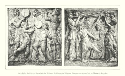 Luca Della Robbia, basrelieffer fra orgelgalleriet i domen i Firenze, i dag i Bargello-museet (gravering) av Italian School