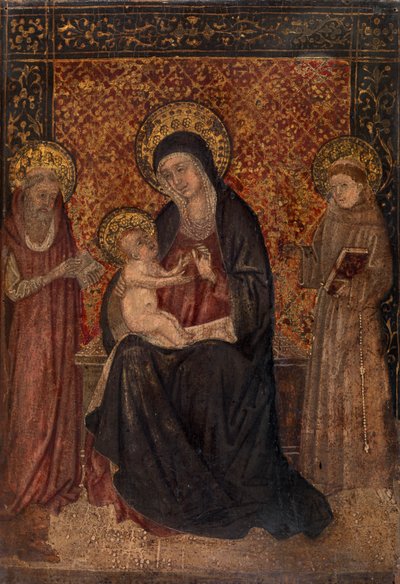 Madonna og barn med hellige (tempera på panel) av Italian School
