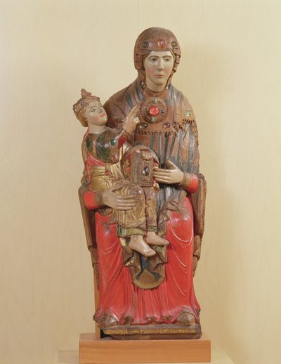 Madonna dAcuto (malt tre, farget glass og edelstener) av Italian School