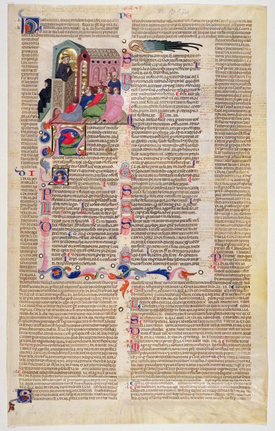 Marlay Cutting IT.11: Blad med miniatyr fra Gratians Decretum som viser en munk som forkynner for en menighet av menn og kvinner av Italian School
