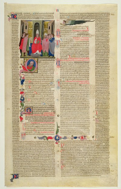 Marlay Cutting IT.3: Blad med miniatyr fra Gratians Decretum som viser saken om biskopen anklaget for kjødelig synd av Italian School