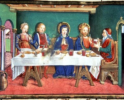 Ekteskap i Cana (vellum) av Italian School