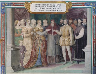 Ekteskap med Ottavio Farnese og Margaret av Østerrike, datter av Charles V, av pave Paul III Farnese av Italian School