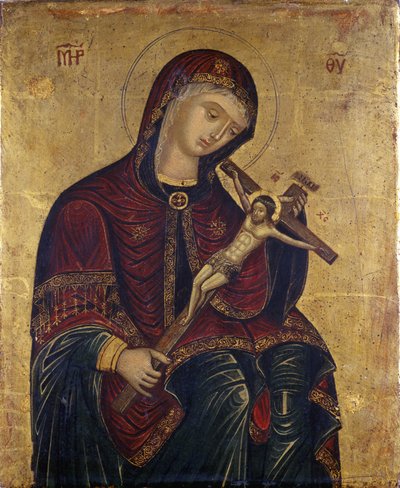 Maria med krusifiks (tempera på piletre) av Italian School