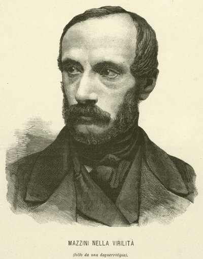 Mazzini Nella Virilita (gravering) av Italian School