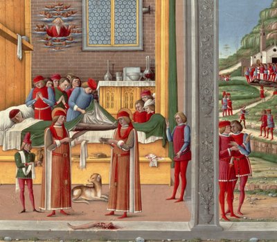 Middelaldersk amputasjonsscene (tempera på panel) av Italian School