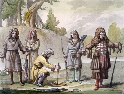 Menn fra Kamchatka, langt øst i Russland, ca. 1820-30-tallet av Italian School