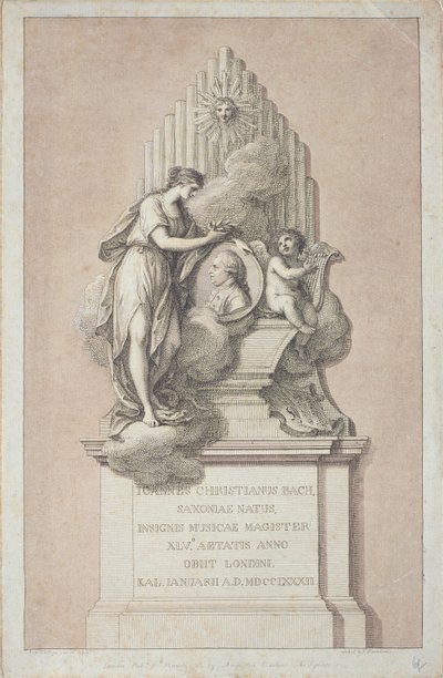 Monument til Johann Christian Bach (1735-1782) gravert av Francesco Bartolozzi (1727-1815) 1782 av Italian School