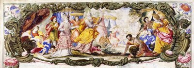 Moses, Aron og Israels barn i ørkenen og samlet Manna, ca. 1600-1630 av Italian School