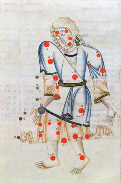 Ms.1036 The Constellation of Jomfruen, fra Liber de stellis fixarum, en latinsk oversettelse av The Book of Fixed Stars av Abr ar-Rahman Al Sufi (903-986 e.Kr.) av Italian School