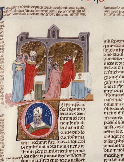 Ms. 183, f.312r: On the Consecration, miniatyr fra 