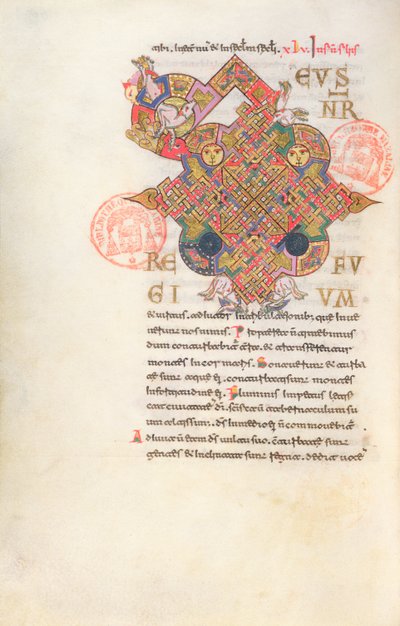 Ms 364 bokstav D (Deus) Initial fra Breviary of Monte Cassino av Italian School