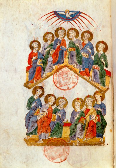 Ms 364 Pintecost, fra Breviary of Monte Cassino av Italian School