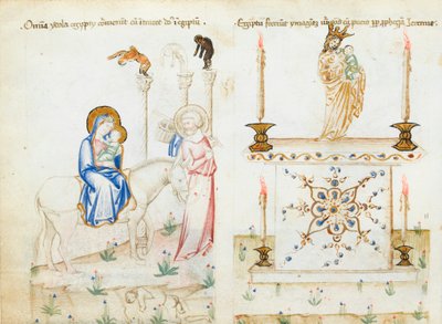 Ms 43-1950 fol.3v The Flight into Egypt, fra Speculum Humanae Salvationis av Italian School