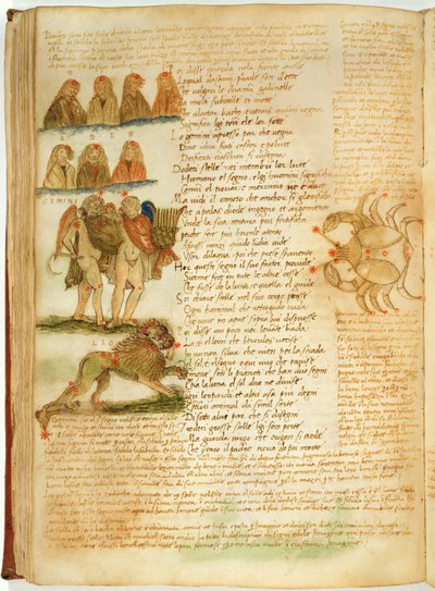 Ms Ital 483 P.4.7 f.156v Gemini, Leo and Cancer, fra 