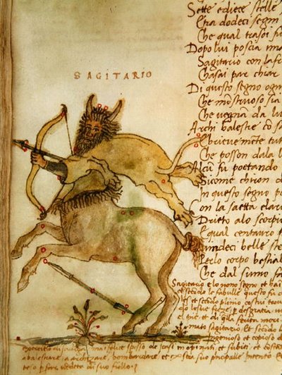 Ms Ital 483 P.4.7 f.157v Skytten, fra 'Dittamondo' av Fazio degli Uberti (vellum) av Italian School