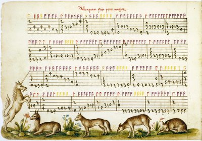 Musikkart fra komposisjon av Meser Vincenzo Capirola komponert av Vincenzo Capirola (1474-1548) av Italian School