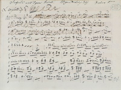 Musikalsk partitur for Poliuto av Donizetti (blekk på papir) av Italian School