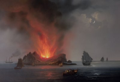 Ny vulkan som brøt ut fra havet rundt Sicilia i 1831 av Italian School