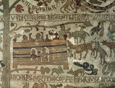 Noahs Ark, 1166 (mosaikk) av Italian School