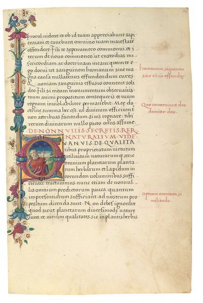 PSEUDO-ARISTOTELES, Hemmelighetenes hemmeligheter; #39;MARDOKHEUS JØDEN#39;, Brev til Aleksander om kunnskapen om den sanne Gud; ADAM DE MONTALDO (fl. ca. 1450–1495), Guddommelig forkynte eller forutsagte dommer; Noen andre dommer oppsummert, Roma, ca. 149 av Italian School