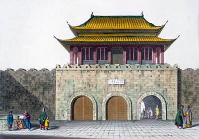 Pagodetårnene i Nanking, ca. 1820-30-tallet av Italian School