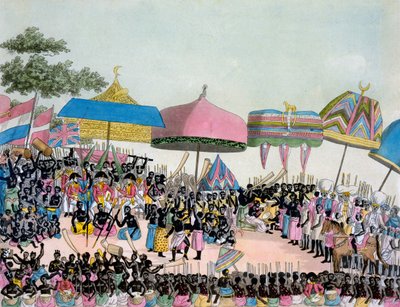 Panoramautsikt over Yam Custom, fra Costumi dei... av Giulio Ferrario, ca. 1820-30-tallet av Italian School