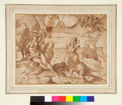 Perseus redder Andromeda av Italian School