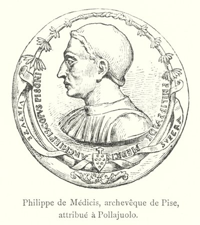 Philippe de Medici, archèveque de Pise, tilskriver Pollaiuolo (gravering) av Italian School