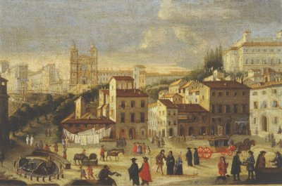 Piazza di Spagna og Trinita dei Monti av Italian School