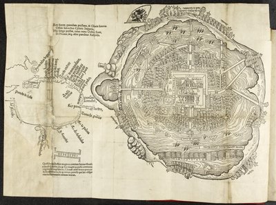 Plan av Mexico, i Hernando Cortés, La preclara narratione di Ferdinando Cortese della Nuoua Hispagna, Venezia av Italian School