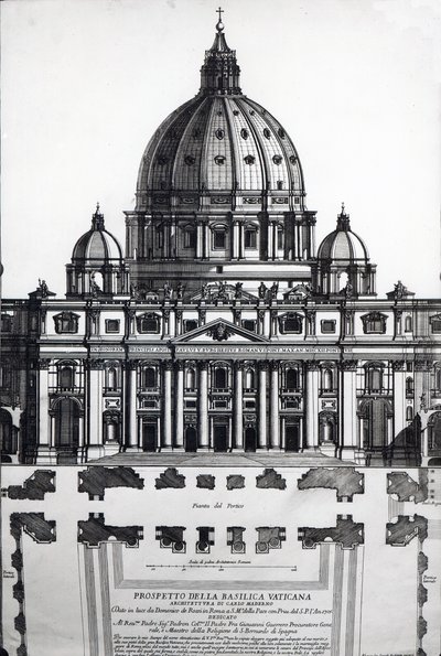 Plan over St. Peters, Roma, gravert av Alessandro Specchi av Italian School