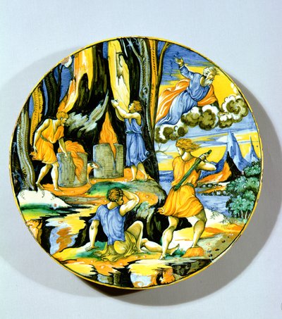 Plate som viser Kain som dreper Abel, Rimini, midten av 1500-tallet (maiolica) av Italian School