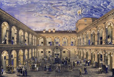 Politiske fanger i Civita Castellana-fortet natt til 21. juni 1846 ga amnesti ved kroningen av pave Pius IX (litho med wc) av Italian School
