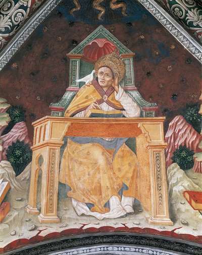 Pave Gregor I, i kapellet til St. Margaret av Antiokia, hvelvet til Sanctuary of Santa Maria Assunta (fresco) av Italian School