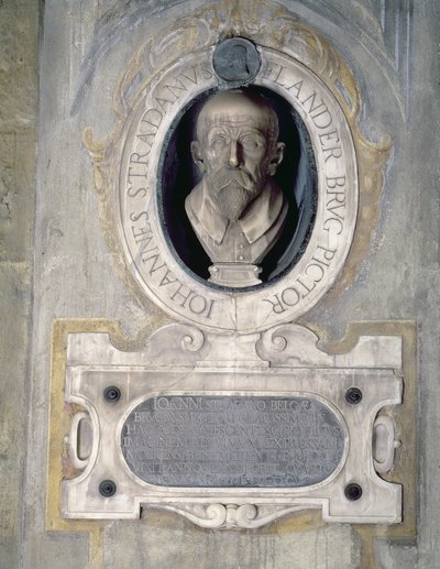 Portrettbyste av Joannes Stradanus, flamskfødt maler, tegner og billedvevdesigner, født Jan van der Straet i Brugge, jobbet i Italia, også kjent som Giovanni Stradano (1523-1605) (marmor) av Italian School
